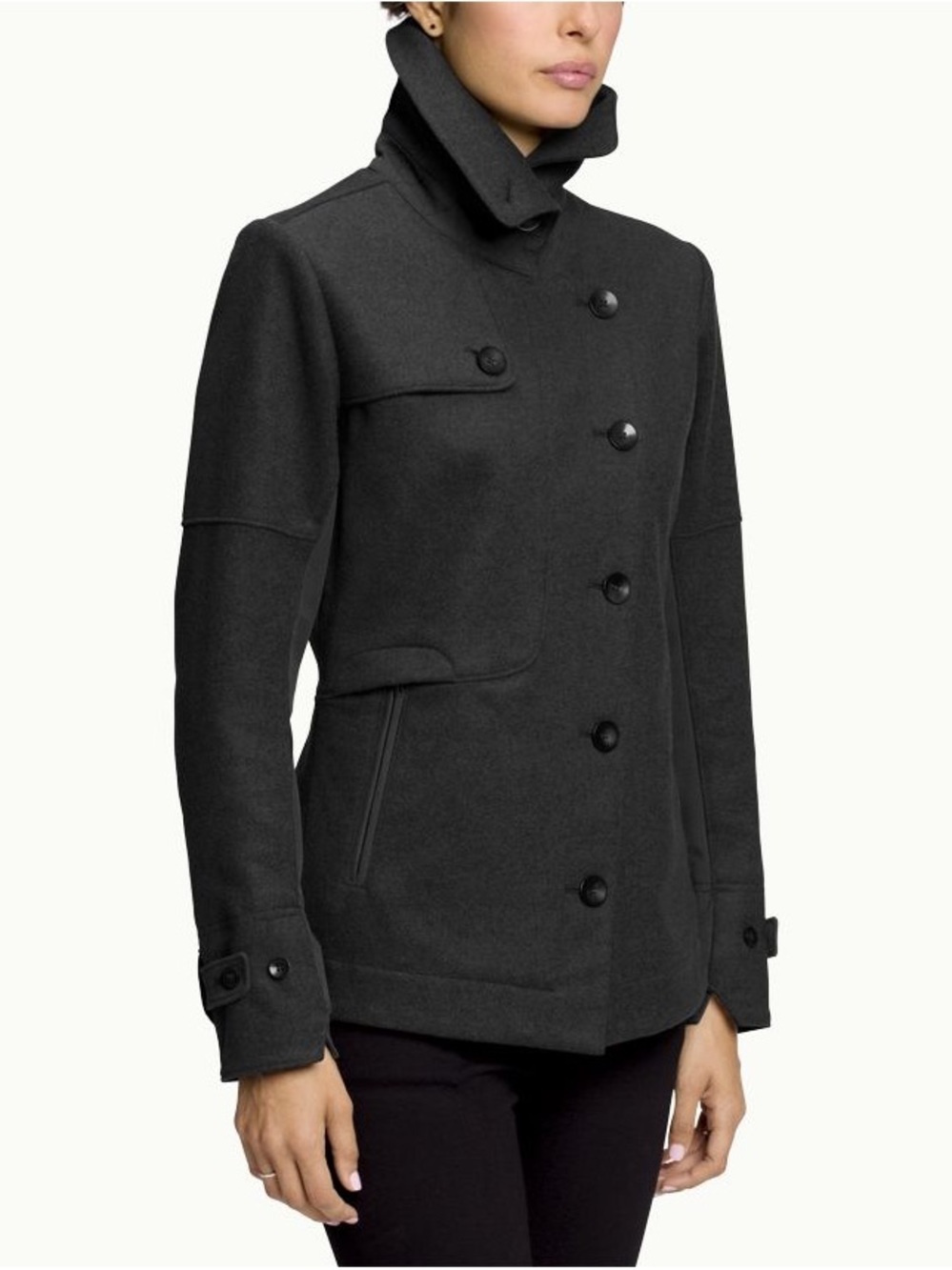 Nau Dark Gray Transporter Coat, Double-Breasted, Wool, NWT